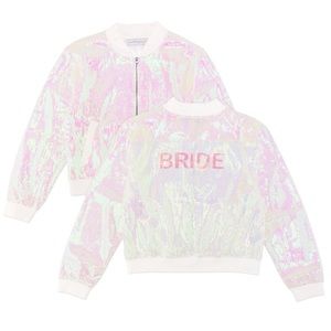 Hailey Paige “Bride” bomber jacket.